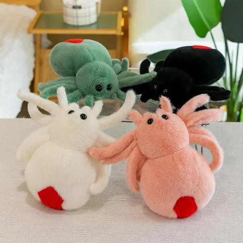 Miniatura 6 de Juguete de peluche de araña para niños, juguete de peluche de Halloween suave almohada de araña rosa, adorable juguete de peluche para jugar, animal