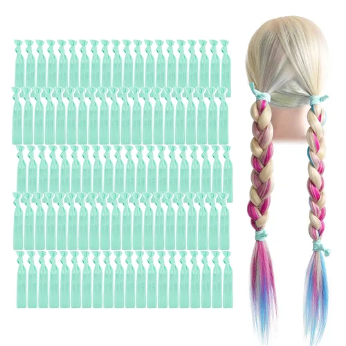 Miniatura 16 de MEEDEE Paquete de 100 lazos para el cabello, color negro, sin pliegues, nudos suaves para mujeres, sin daño, adecuado para colas de caballo, yoga