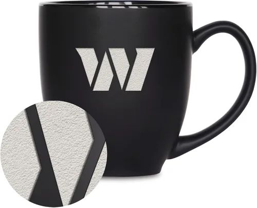Miniatura 12 de Rico Industries Taza Bistro Mate Negra de Fútbol Americano NFL de 15 onzas - Para Bebidas Calientes o Frías - Logotipo del Equipo Grabado para una