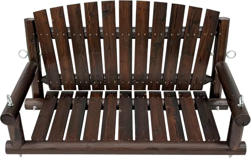 Miniatura 8 de 3.5 FT Rustic Log Wooden Porch Swing, Heavy-Duty 900 LBS, Outdoor Hanging Bench for Patio, Garden, Yard – Solid Fir Wood, Handcrafted