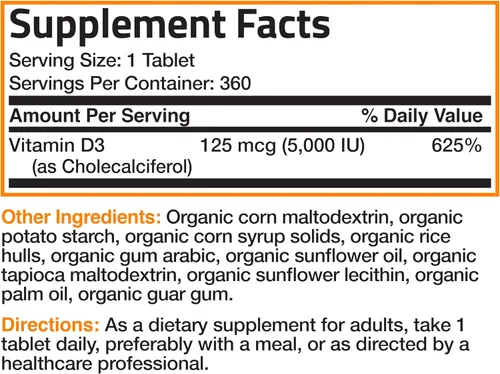 Miniatura 7 de Orgánico Vitamina D3 5000 IU, USDA Certificado, sin OMGs, Fabricado en Estados Unidos por Bronson laboratorios, 1