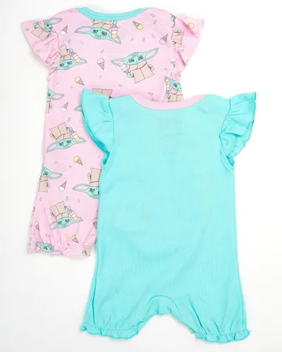 Miniatura 5 de STAR WARS Paquete de 2 pantalones cortos de manga con volantes para bebé, paquete de 2 unidades - Baby Yoda Baby Body - Ropa para niñas