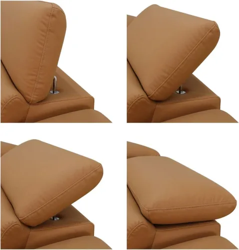 Miniatura 7 de Sofá Seccional Reclinable Eléctrico, Juego de Muebles de Sala en Forma de L, Sofá de Cuero Marrón Claro, Sofá Seccional Reclinable con Consola