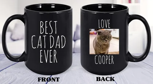 Miniatura 2 de Taza personalizada con el mejor papá del gato, taza de fotos para los amantes de los gatos, taza personalizada para dueños de mascotas, regalo