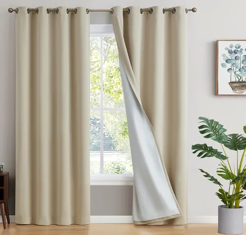 Miniatura 18 de HLC.ME - Cortinas con forro que no deja pasar la luz con doble capa gruesa, cortina con ojales con aislamiento térmico y ahorro de energía para Gris