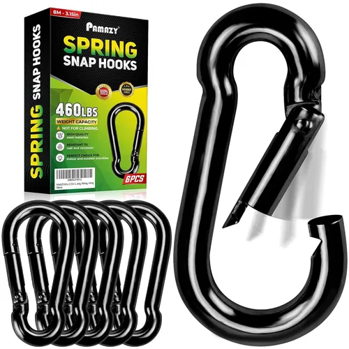 Miniatura 8 de PAMAZY 12 ganchos de resorte de 2 pulgadas, clip de gancho de utilidad, conector de cuerda resistente, ganchos de enlace rápido para interiores