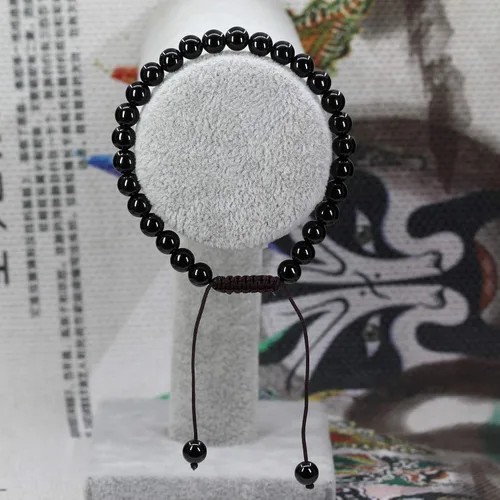 Miniatura 2 de Natural Gemstone 6mm Round Beads Adjustable Braided Macrame Tassels Chakra Reiki Bracelet