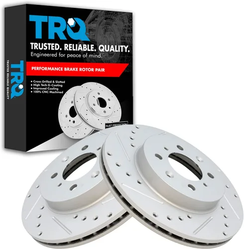 Miniatura 318 de TRQ Juego de rotores de freno de rendimiento trasero con revestimiento G premium compatible con Mazda 6 2014-2021