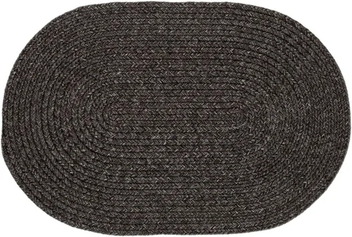 Alfombra trenzada para interiores y exteriores, para cocina/sala de estar, reversible, lavable, color gris y negro, 4 x 6 pies, ovalada