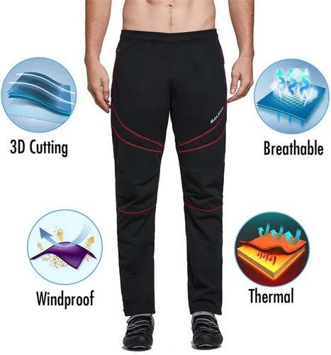 Miniatura 10 de baleaf Pantalones de forro polar para hombre, pantalones de ciclismo de invierno, ropa de bicicleta de montaña, equipo térmico para correr en clima