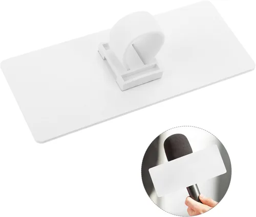 Miniatura 7 de ibasenice Estación de logotipo de micrófono, superficie en blanco para diseño acrílico para entrevistas y eventos, fácil de asegurar y usar