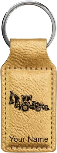 Miniatura 19 de LaserGram Llavero rectangular, retroexcavadora, grabado personalizado incluido
