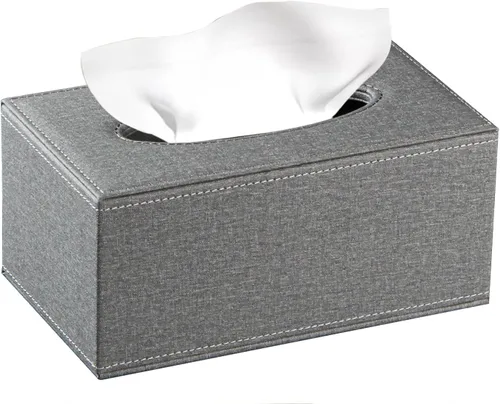 Miniatura 12 de Funda rectangular de cuero para caja de pañuelos, soporte de caja de pañuelos moderno rectangular para toallas de papel, dispensador de pañuelos