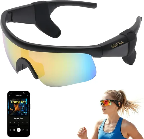 Miniatura 20 de Lentes inteligentes para hombres y mujeres, gafas de sol deportivas Bluetooth 5.3 con llamadas manos libres, altavoz de oreja abierta, UV400