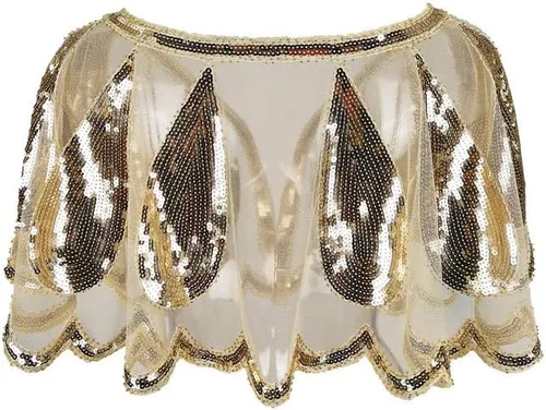 Miniatura 2 de Whitewed 20's Flapper Chal Encubrimiento Cape Cobertura Capelet Sobre Vestido Sin Mangas