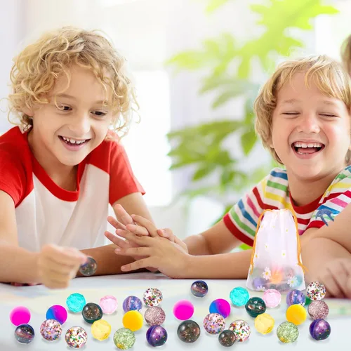 Miniatura 8 de Pllieay 15 piezas de bolas rebotadoras para niños con bolsa de almacenamiento, 5 estilos de bolas rebotadoras de 32 mm al por mayor para niños