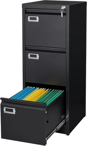 Miniatura 21 de MIIIKO - Archivador de metal con 3 cajones con ruedas, archivador móvil para debajo del escritorio de oficina en el hogar, archivadores totalmente