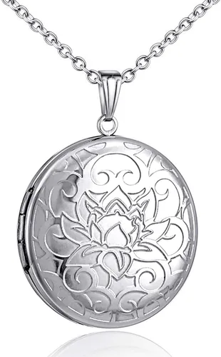 Collar redondo con medallón que sostiene imágenes de forma de corazón, medallones en forma de círculo, regalo para joyas de niña, Esmalte