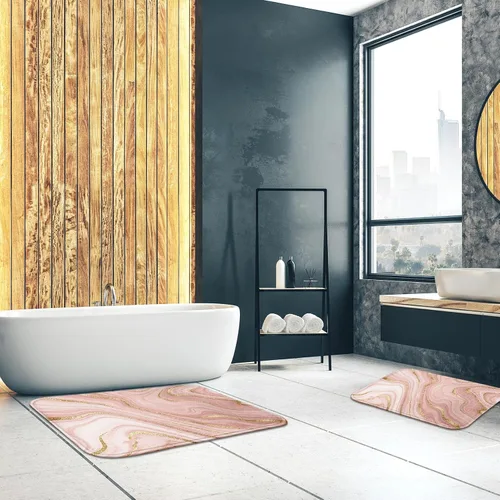 Miniatura 4 de Britimes Tapete de baño de mármol rosa para baño, alfombra de piso lavable, tapetes, alfombra de piso, decoraciones de baño, 16 x 24 pulgadas