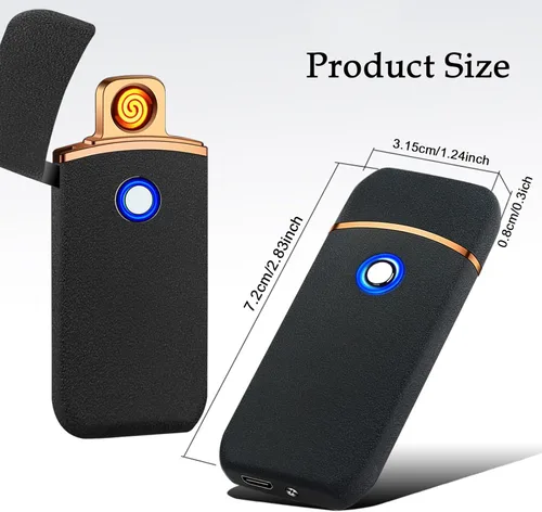 Miniatura 6 de Encendedor electrónico recargable por USB, encendido inteligente de doble cara, resistente al viento, plasma ligero, regalo portátil para novios