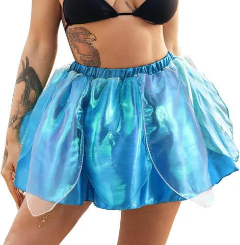 Miniatura 9 de TWINKLEDE Falda tutú de arco iris para mujer, disfraz de hada, tutú de elfo, falda tutú de fiesta para adolescentes y niñas
