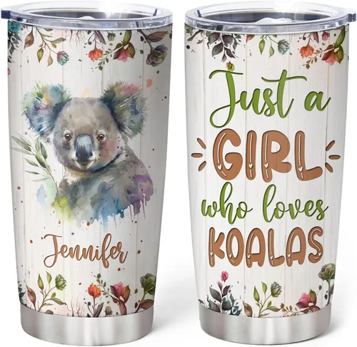 Miniatura 9 de Hyturtle Regalos personalizados para los amantes de los osos – Just A Girl Who Loves Bears - Vaso de acero inoxidable con nombre personalizado de 20