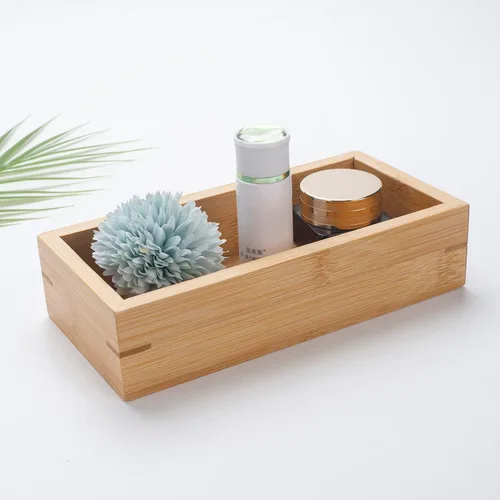 Miniatura 6 de Cesta de baño de bambú de 3 piezas, organizador de baño de madera, bandeja de madera para encimera de tanque de inodoro, decoración del hogar, caja