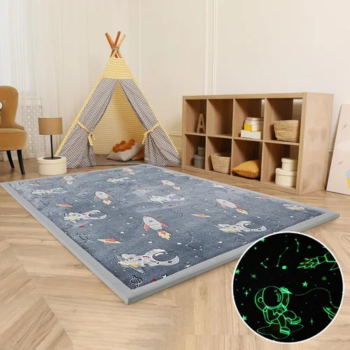 Miniatura 10 de MAXYOYO Alfombra de juego para bebé, 0.8 pulgadas de grosor, espuma viscoelástica suave acolchada con respaldo antideslizante, alfombra de tatami