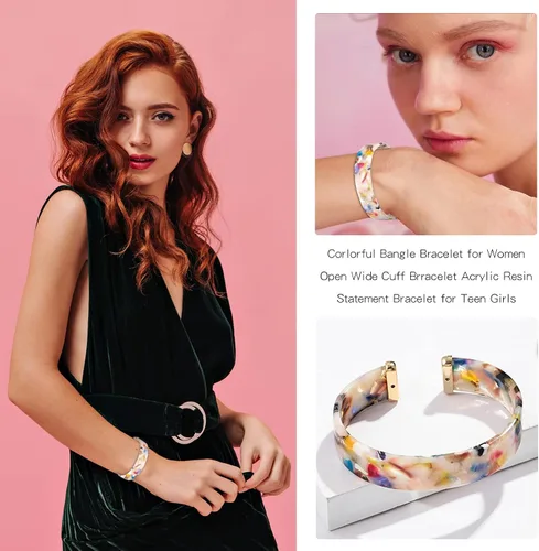 Miniatura 3 de Corlorful - Pulsera de resina acrílica para mujer, pulsera de plástico ajustable