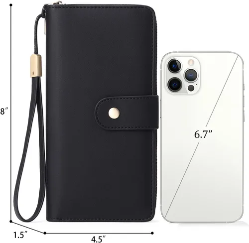 Miniatura 4 de GAEKEAO Cartera de mano para mujer, con bloqueo RFID, de piel, de gran capacidad, con correa de mano