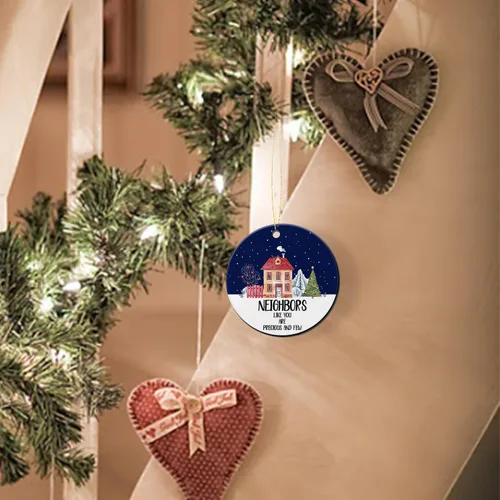 Miniatura 3 de Regalos para vecinos, adornos de Navidad 2025 - Neighbors Like You are Precious and Few Keepsake Holiday Present Christmas Tree Decor Ornament Flat