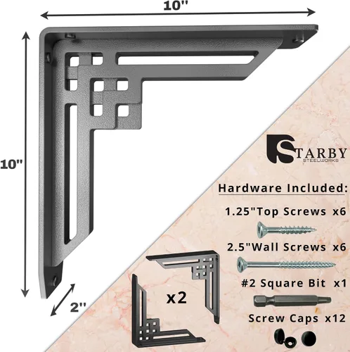 Miniatura 78 de Starby Charleston Soportes de acero resistente para repisa de chimenea, estante flotante, soporte de encimera, soldado a mano (paquete de 2)