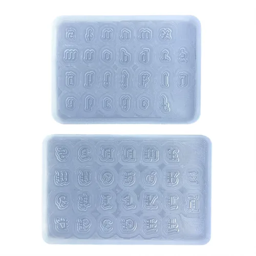 Miniatura 4 de Molde de silicona de resina gótica, colgante de letra inglesa, molde de resina gótica para hacer joyas, llavero de letras epoxi artesanal