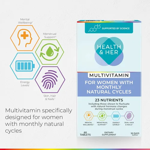 Miniatura 5 de Health & Her Multivitamínico para mujeres con ciclos naturales mensuales - Suplementos para mujeres - Apoyo nutricional y bienestar para el ciclo