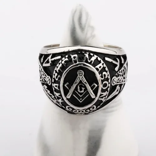 Miniatura 3 de YLWJSP Anillos de motociclista masónico con diseño masónico de maestro masón, joyería estilo sello masónico, joyería con sello masónico