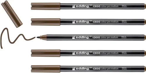 Miniatura 7 de Edding e-1300 - Rotuladores con punta redondeada (0.118 in, 5 unidades), color gris 02: 5 Pens - Brownish grey