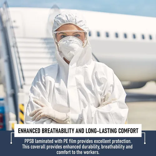 Miniatura 7 de Medical Nation Trajes Hazmat Desechables Paquete de 5, 4X-Large Monos Protectores con Capucha y Botas Incorporadas Traje de Pintor de Cuerpo