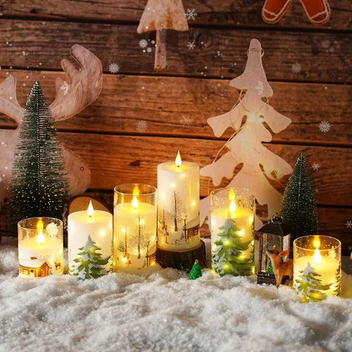 Miniatura 4 de Velas sin llama de Navidad con control remoto - Velas LED blancas y luces de cadena, juego de 3 con pilas (D3 x A4/5"/6") para decoración