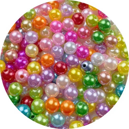 Miniatura 40 de 400 piezas de cuentas de perlas de 8 mm Cuentas de perlas negras redondas con agujeros para manualidades de costura, decoración, pulseras, collares