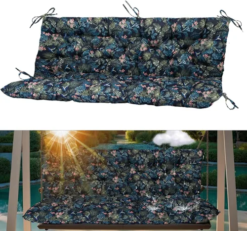 Miniatura 28 de Cojín para columpio de 2-3 plazas, cojines para exteriores con respaldo grueso de 4 pulgadas, almohadilla antidecoloración impermeable para jardín