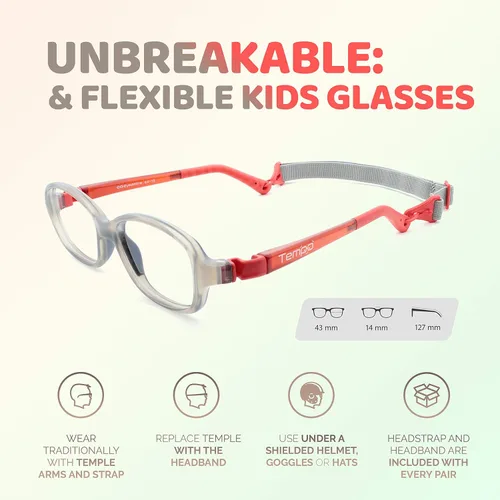 Miniatura 2 de Tempo: Gafas irrompibles para niños - Gafas de moda flexibles para niños - 3006 Gris ahumado