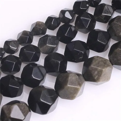Miniatura 5 de JOE FOREMAN Cuentas de obsidiana dorada para hacer joyas, piedras preciosas semipreciosas naturales de 0.079 pulgadas, hebra facetada de 15 pulgadas