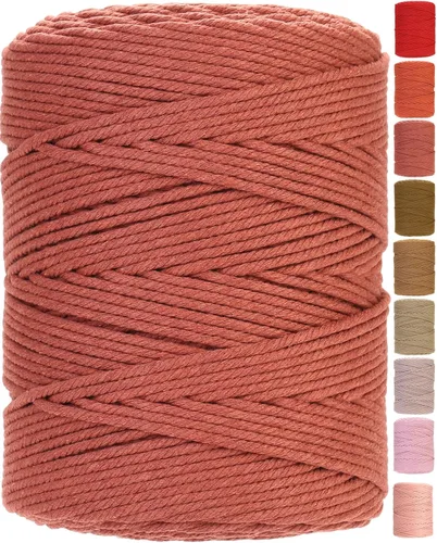 Miniatura 18 de Cuerda de macramé 4 mm x 328 yardas Natural Cuerda de algodón para macramé Cuerda de macramé colorida Cordón de algodón suave Suministros de macramé