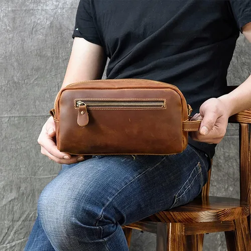 Miniatura 7 de Neceser para hombres o mujeres, kit de piel de grano completo, hecho a mano, bolsa de viaje vintage de cuero, bolsa de viaje grande, bolsa