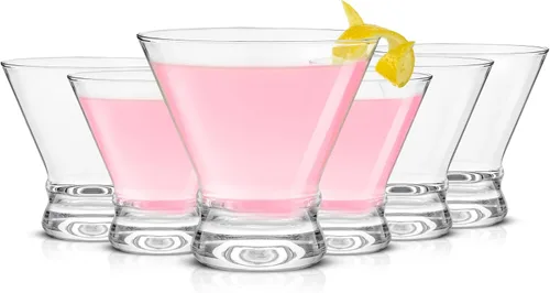 JoyJolt Afina - Juego de 6 vasos de Martini sin tallo, vasos de licor de 8.5 onzas para cóctel y margarita, tazas de vidrio de bar, tazas de postre