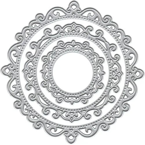Troqueles de corte de metal, marco de encaje redondo, plantilla de grabado en relieve, troqueles para hacer tarjetas, álbumes de recortes, papel,