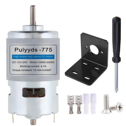 Motor 775 DC 12V-24V DC Motor de alto par D C M otor 10000-20000 RPM Rodamientos de bolas dobles Ruedas eléctricas silenciosas Actualización del