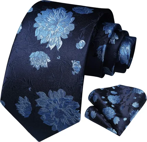 Miniatura 45 de Corbatas florales tejidas clásicas para hombre, corbata cuadrada de bolsillo, corbatas formales para hombres, boda con pañuelo