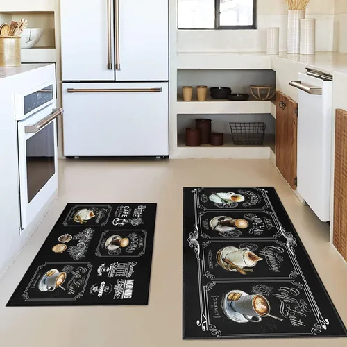 Miniatura 11 de Fat Chef - Juego de 2 alfombras y tapetes de cocina, alfombras rojas para decoración de cocina, tapetes con respaldo de goma antideslizante