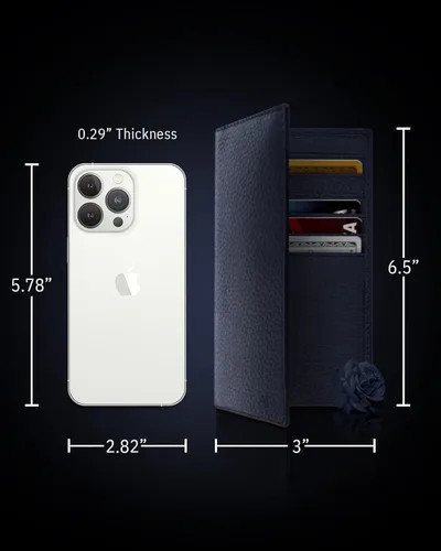 Miniatura 5 de Funda de cuero genuino para hombres y mujeres Funda para libro de cheques para duplicar cheques, billetera RFID